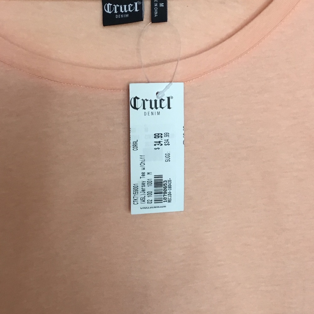 NEW CRUEL GIRL PEACH SHIRT SIZE MEDIUM - Picture 3 of 6
